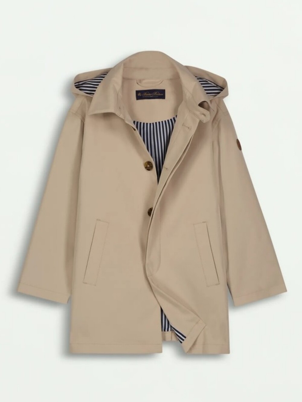 Brooks Brothers Boys Rain Car Coat With Removable Hood Khaki Tan 12Y Trench